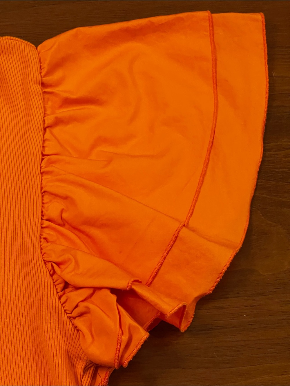 Zara Vibrant Orange Ribbed Ruffle Sleeve  - Size S - Picture 3 of 6